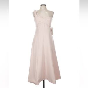 NWT Theia size 8 Ariana pale pink one shoulder A-line midi cocktail dress formal